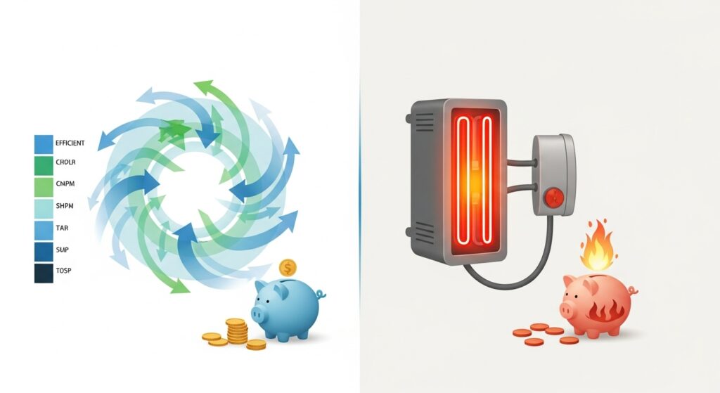 ヒートポンプ式 vs ヒーター式、時間と電気代を徹底比較