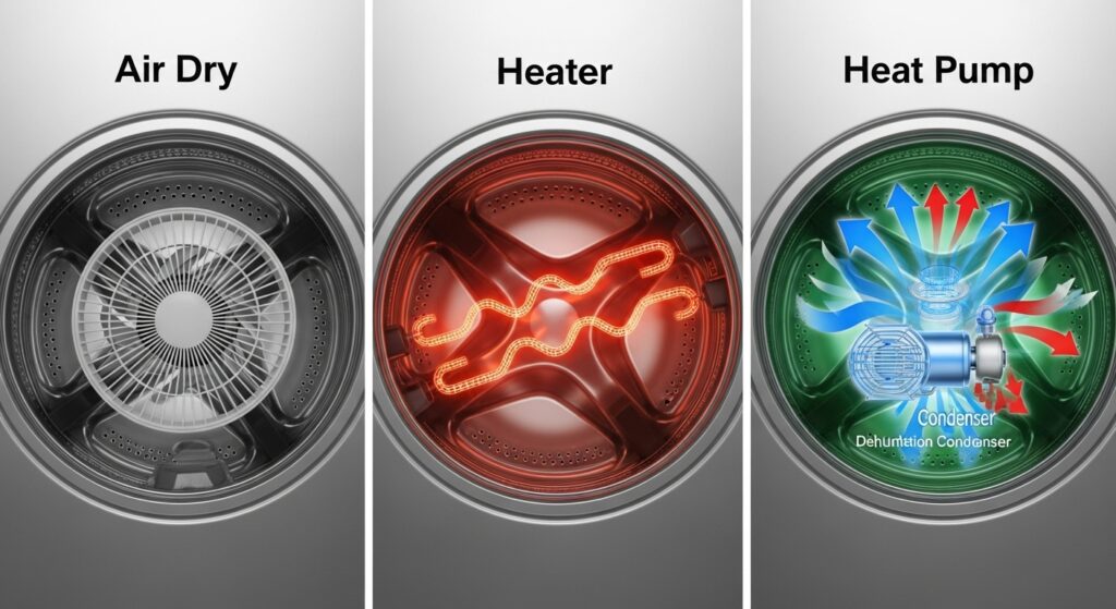 徹底比較：風乾燥 vs ヒーター vs ヒートポンプ