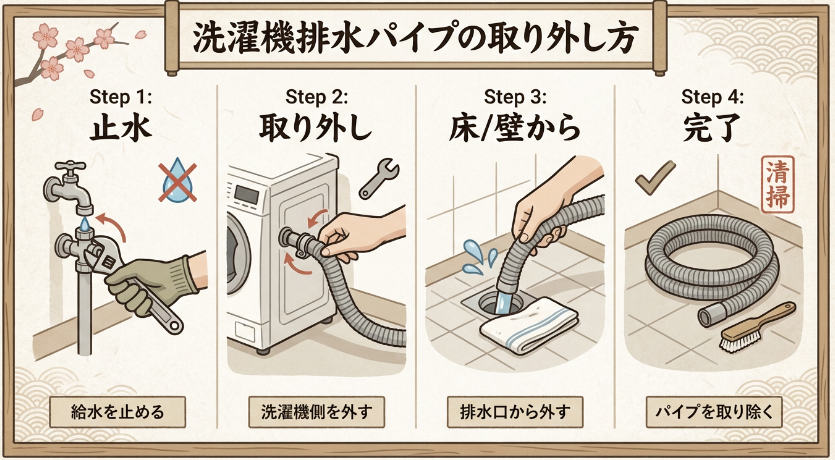 固い排水口を外す基本手順