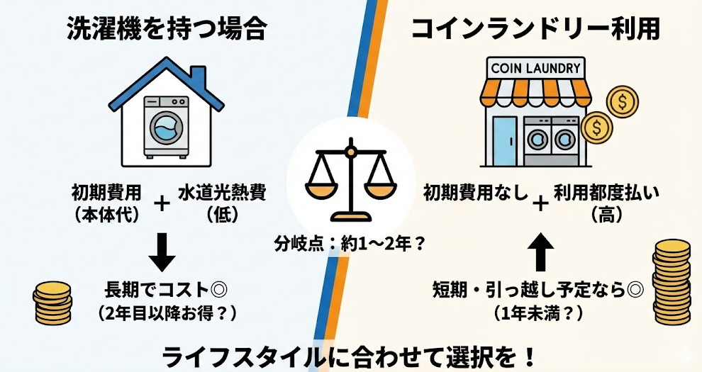 洗濯機を持つ場合とのコスパ比較