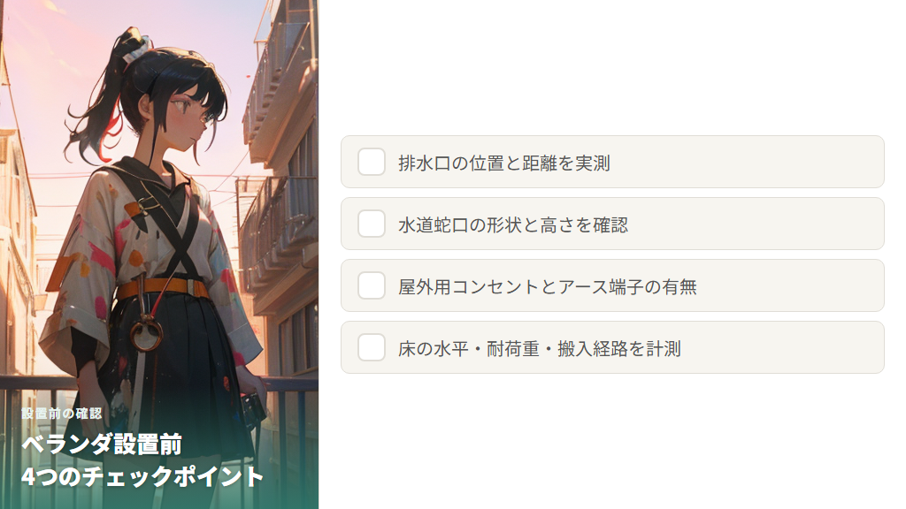 ベランダに洗濯機を置く場合の設置前チェックポイント4選
