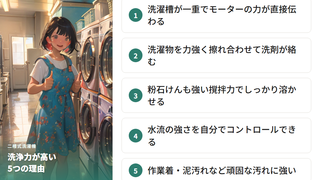 洗浄力が高いメリット：モーターの力が伝わりやすいシンプル構造