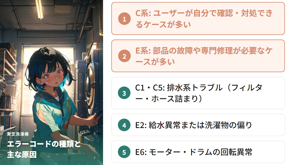 東芝洗濯機のエラーコード一覧と意味