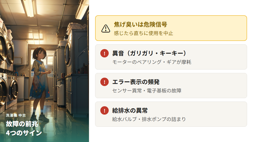故障リスクと部品劣化—中古洗濯機で起こりやすいトラブルの実態