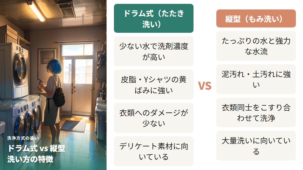 洗浄方式の違い：もみ洗いとたたき洗いで得意な汚れが変わる