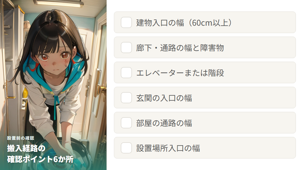 設置スペースと搬入経路を計測する