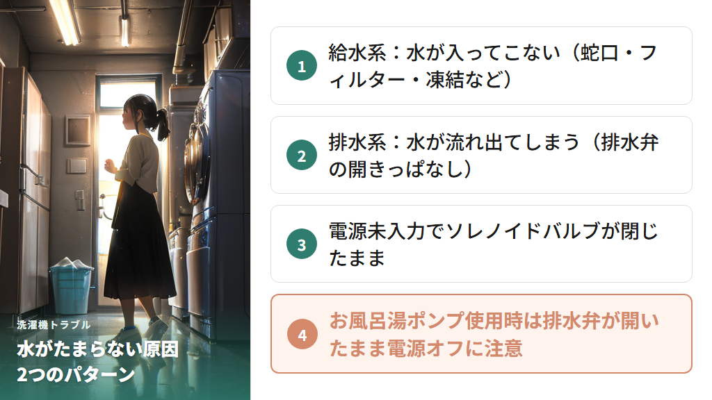 洗濯機の給排水の仕組みから見る原因の特定方法