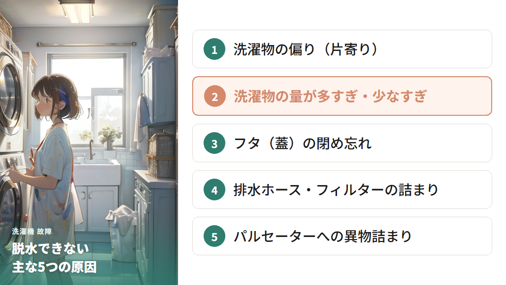 脱水できない・洗濯物が回らないときの原因