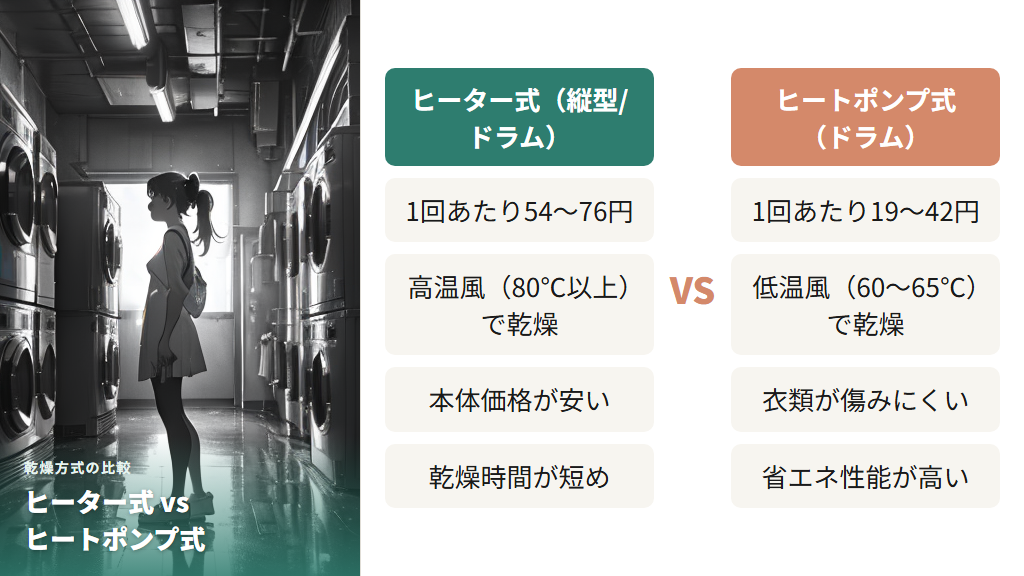 縦型・ドラム式ヒーター式・ヒートポンプ式の電気代を種類別に比較