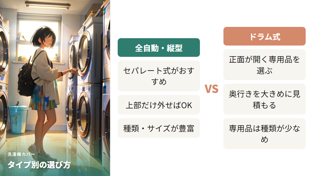 洗濯機のタイプ別カバーの選び方