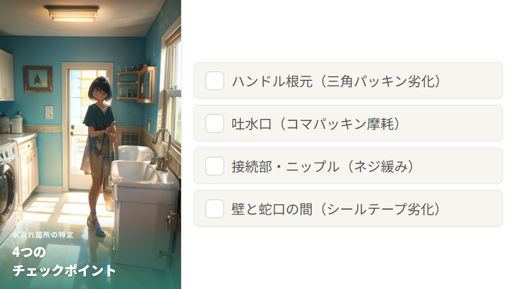 水漏れ箇所を見つける4つのチェックポイント