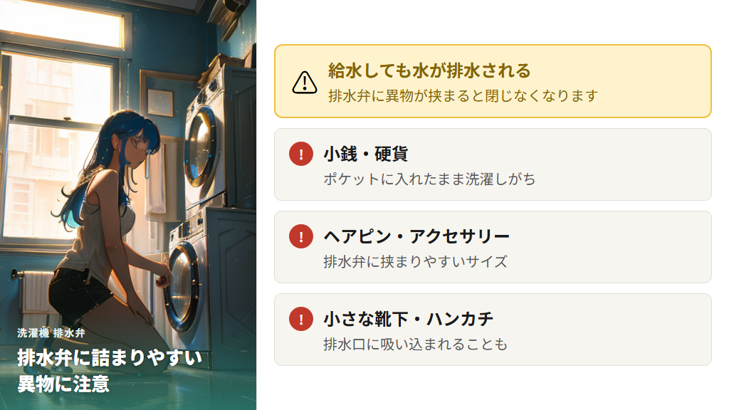 排水弁の詰まりや故障で水が貯まらないメカニズム
