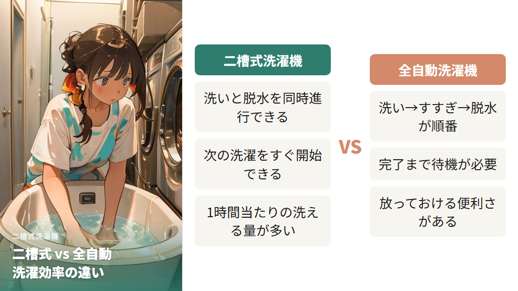 洗濯と脱水を同時進行できる時短のメリット
