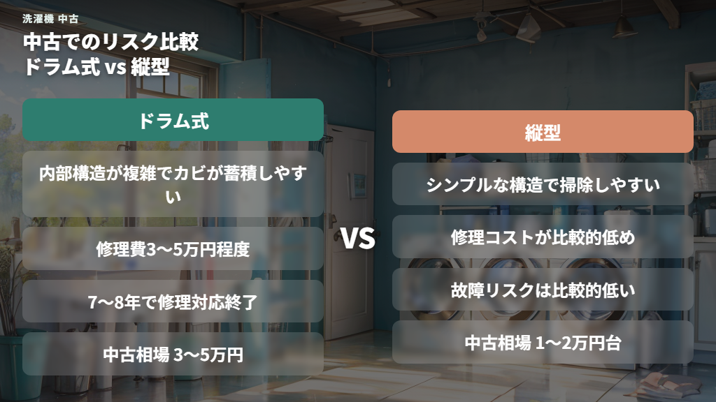 中古のドラム式洗濯機は縦型より大きなリスクが伴う理由
