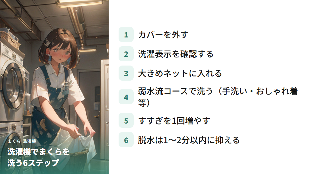 洗濯機でまくらを洗う手順とコース・脱水の設定方法