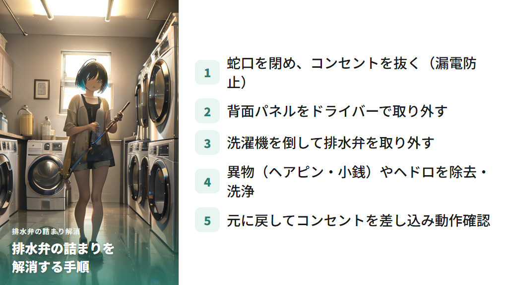 排水弁の詰まりを解消する手順