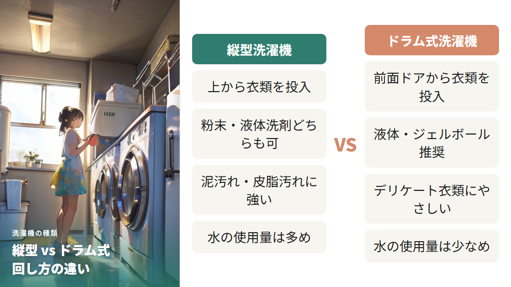 縦型・ドラム式の違いとそれぞれの特徴