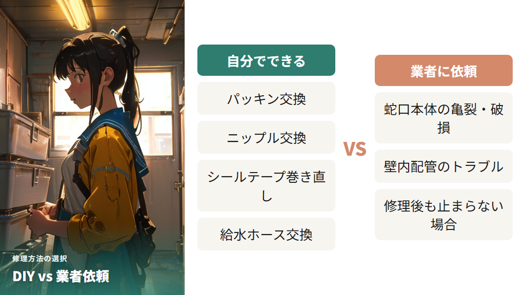 DIYで直せるケースと業者に依頼すべき状況