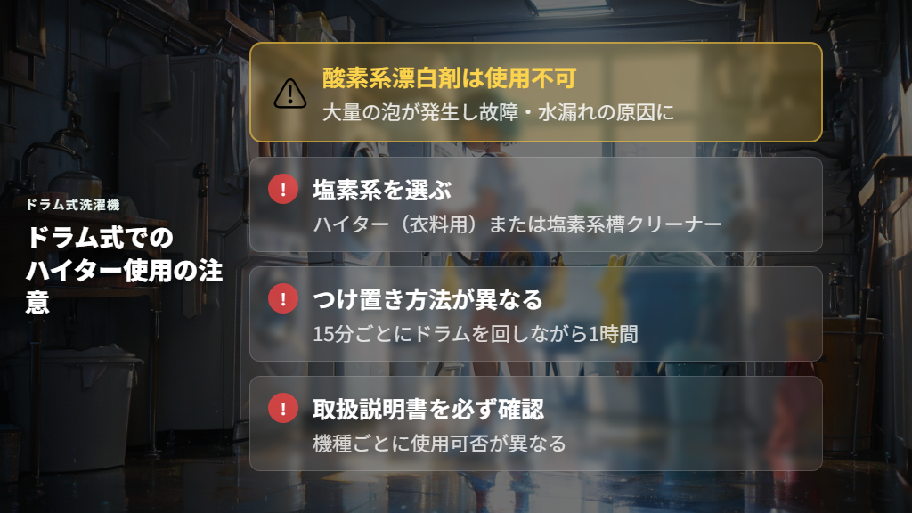 ドラム式洗濯機でのハイター使用と注意点