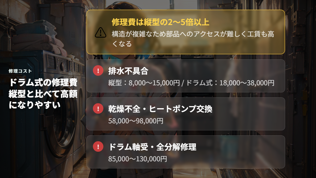 修理コストと故障リスクの縦型とドラム式の比較