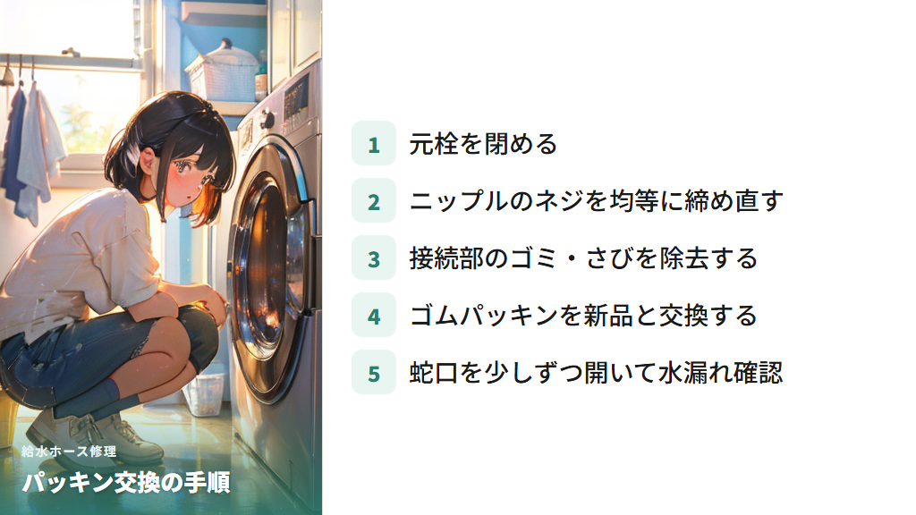 給水ホースのパッキン・ニップルを自分で交換する手順