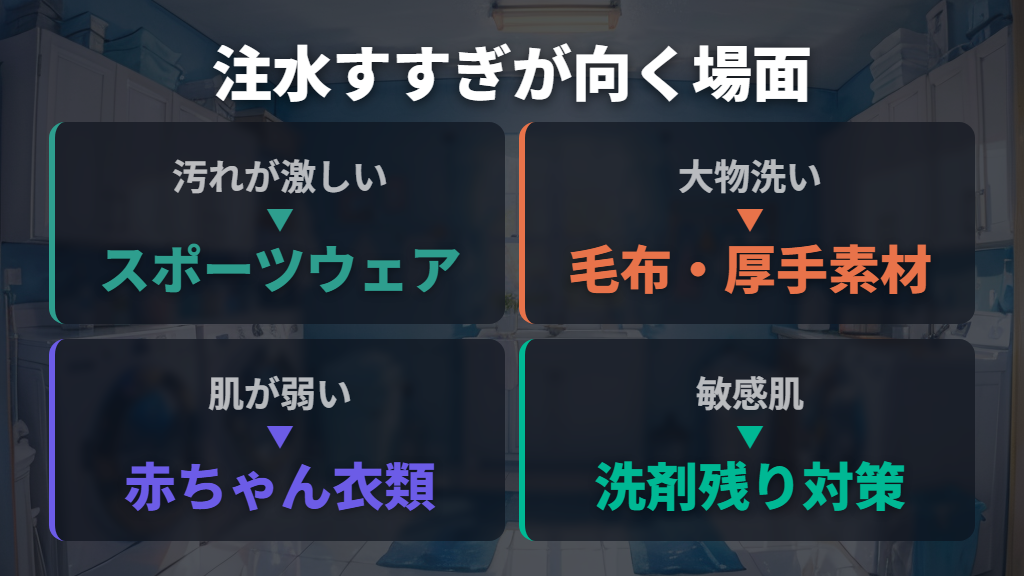 注水すすぎが向いている洗濯物と使うべき場面