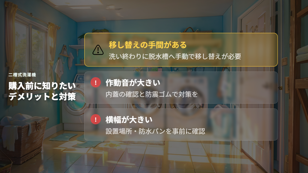 移し替えの手間・作動音・設置スペースのデメリットと対策