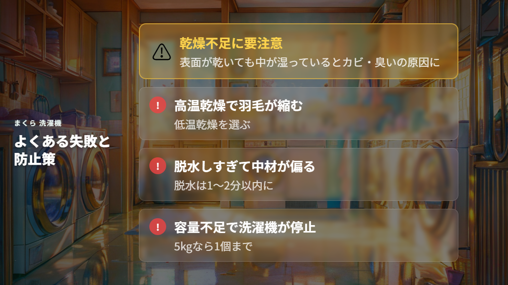 まくらの洗濯でよくある失敗例と対処法