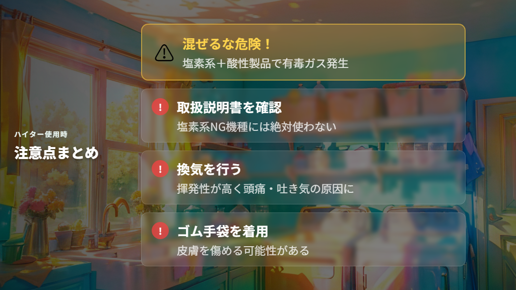 ハイターで洗濯機掃除をするときの注意点