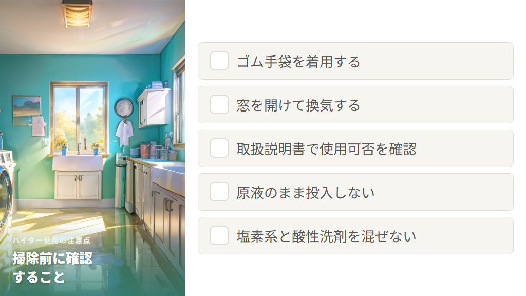 ハイターで洗濯機を掃除する際の注意点