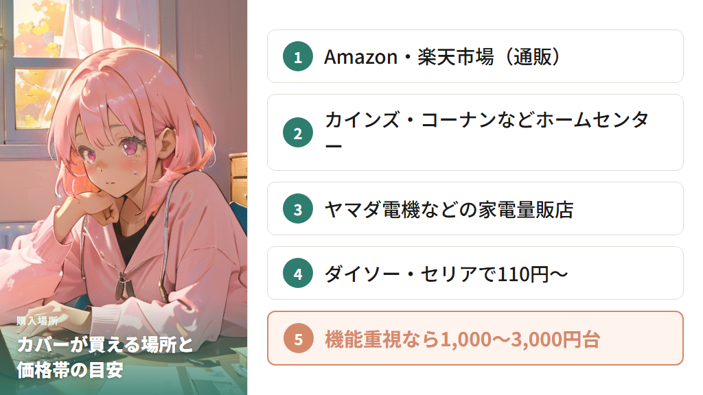 洗濯機カバーの購入場所と価格帯（ニトリ・100均・Amazon）