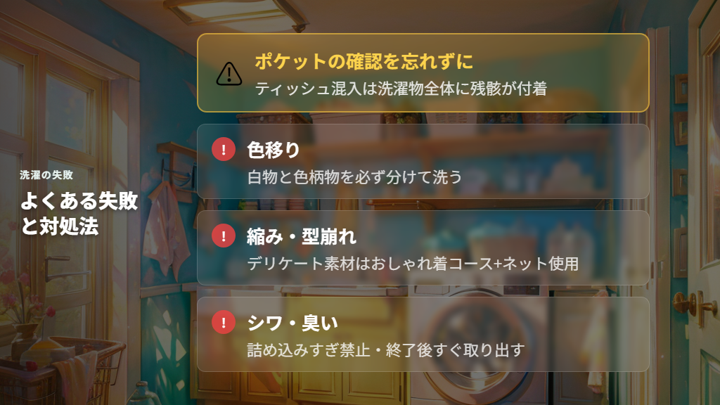 ティッシュ・色移り・縮みなどよくある失敗と対処法