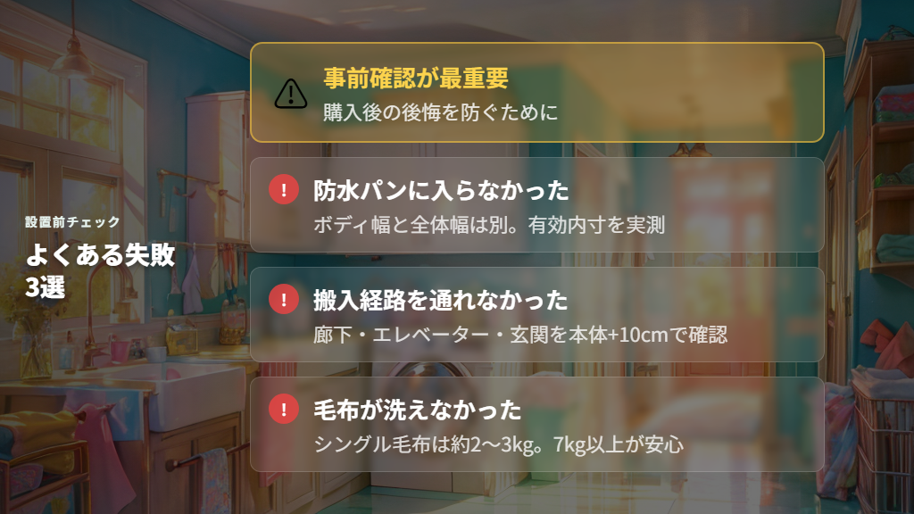 容量不足・防水パン不適合など一人暮らしのよくある失敗3選