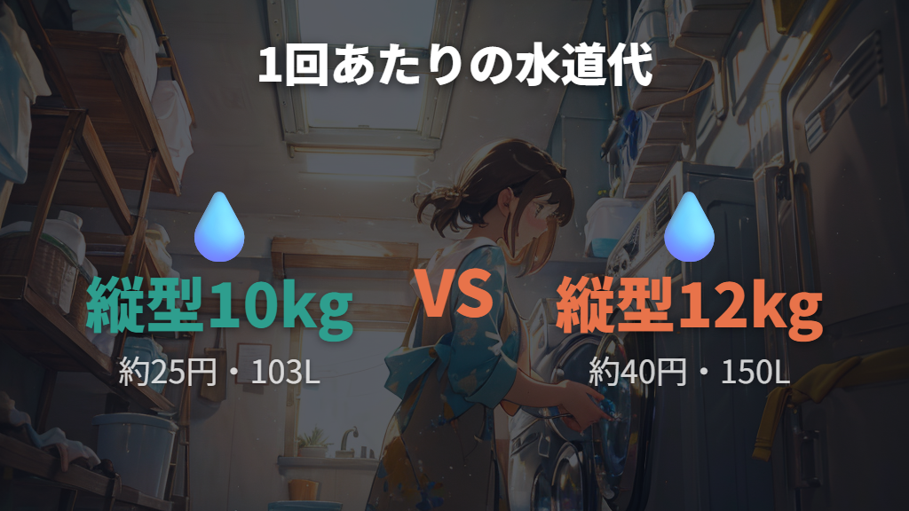 縦型洗濯機10kgと12kgで1回あたりの水道代はどう違う？