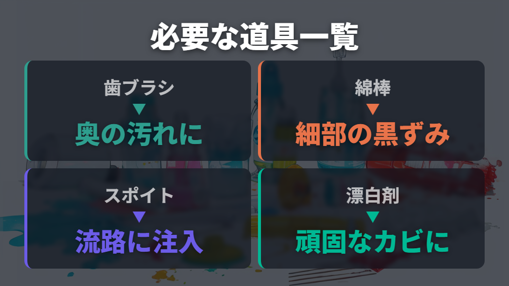 掃除に必要な道具・洗剤の一覧