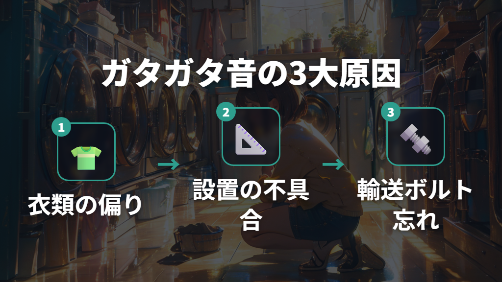 脱水時にガタガタうるさくなる3つの主な原因