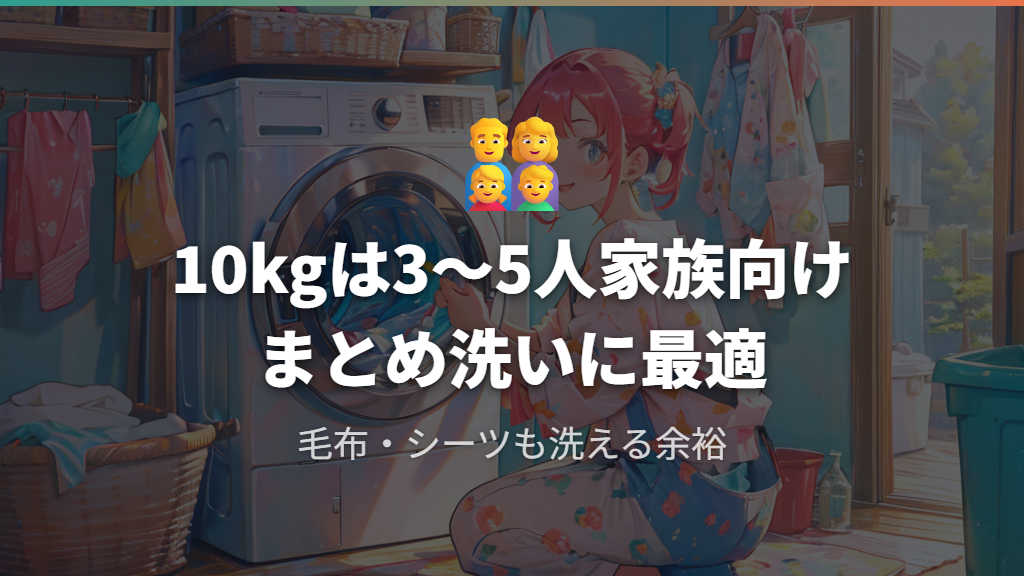 10kgの洗濯機が向いている家族構成と洗濯スタイル
