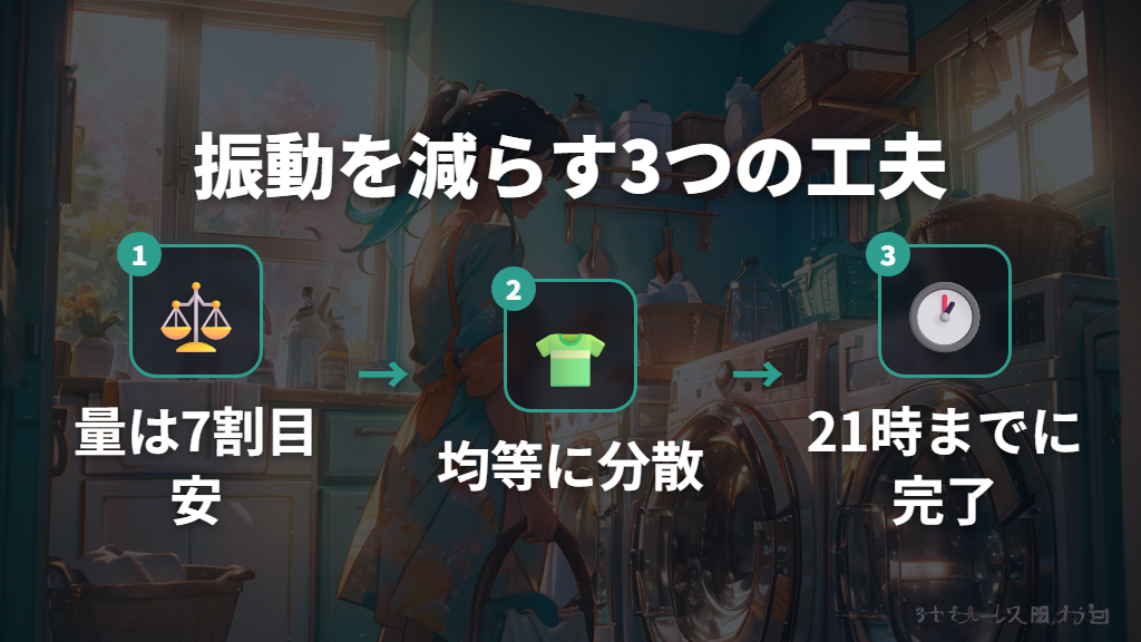 洗濯物の量と入れ方・使用時間帯の工夫で振動を大幅に減らす方法