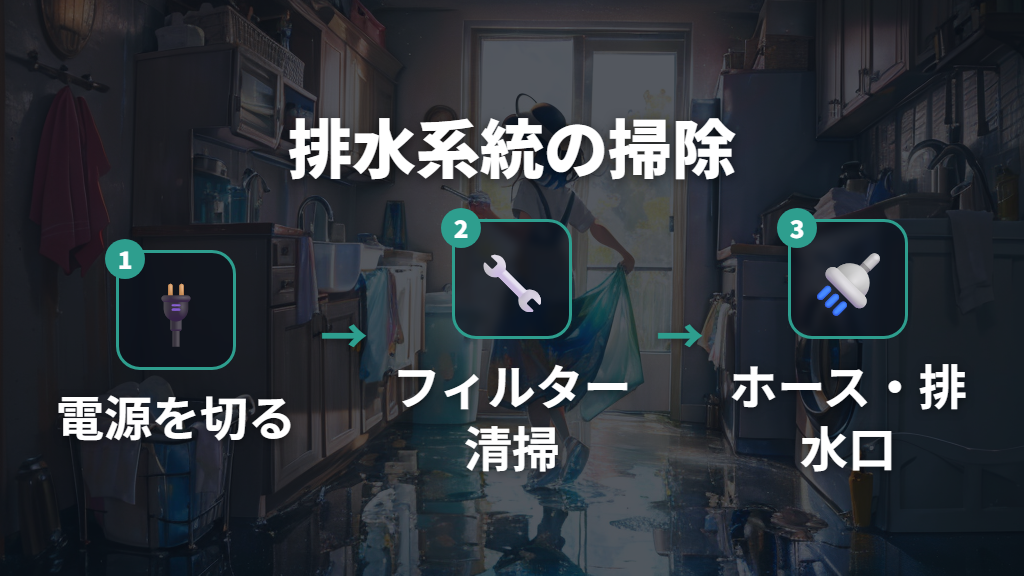 排水フィルター・ホース・排水口を自分で掃除する方法