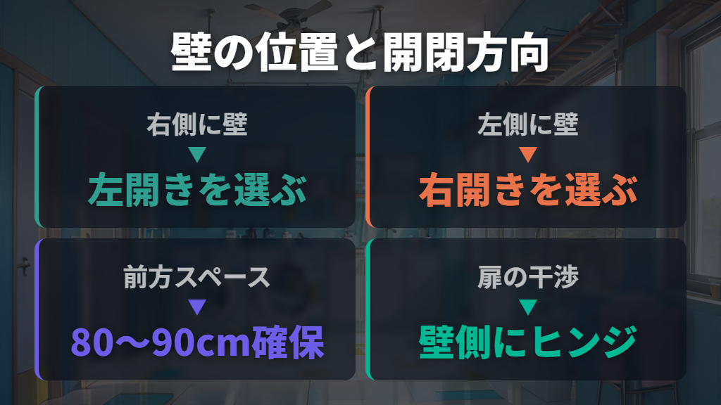 壁の位置で決めるドラム式洗濯機右開きの配置ルール