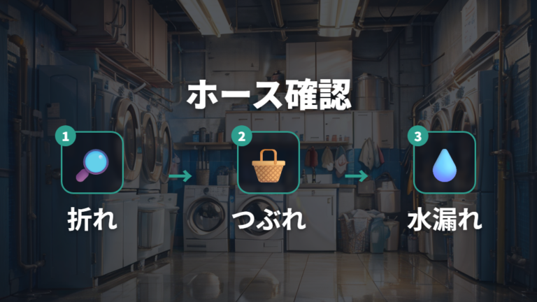 給水ホースの詰まり確認は折れ曲がりと接続部から見る