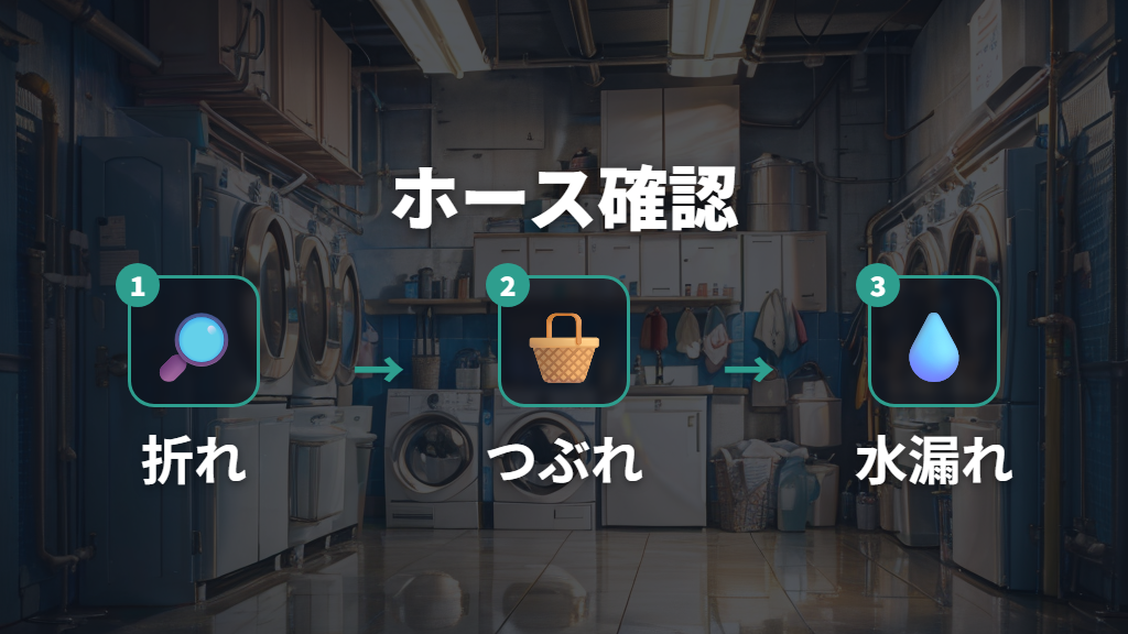 給水ホースの詰まり確認は折れ曲がりと接続部から見る