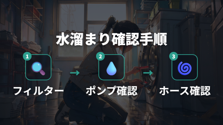 洗濯機水溜まったままドラム式になる原因と初期確認手順