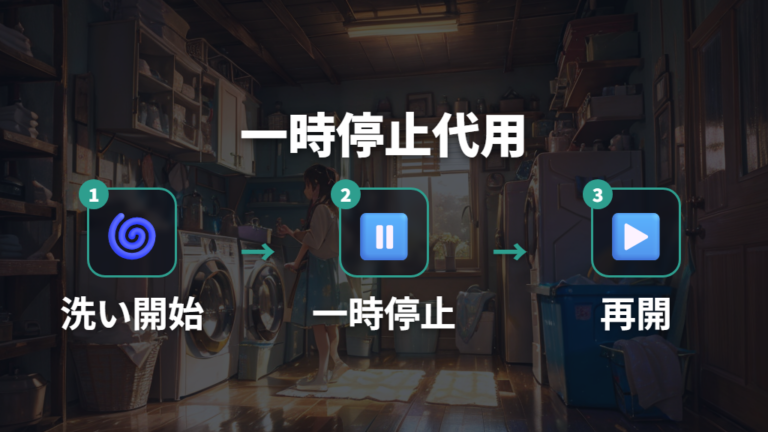 洗濯機の浸け置き機能がない場合は一時停止で代用する
