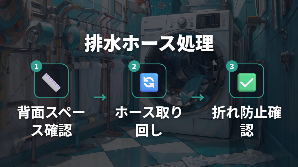 洗濯機奥行き50cm以下設置時の排水ホース処理と注意点