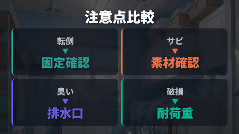落下や湿気を防ぐ収納の注意点を比較する