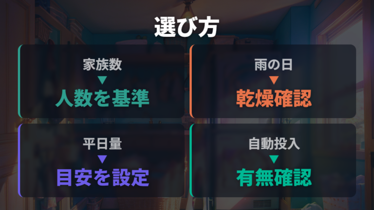 容量と機能の選び方は家族人数と乾燥頻度で分ける