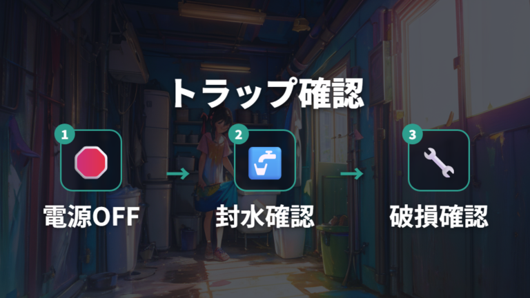 排水トラップの確認ポイントは封水と破損