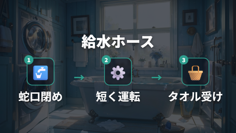 給水ホースの水を抜く方法を順番に進める