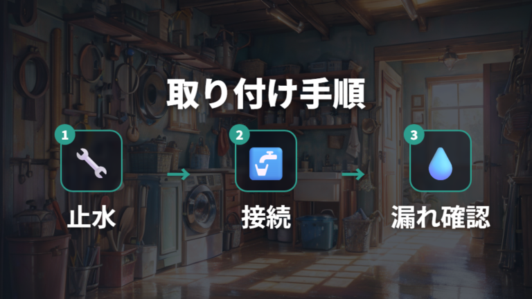 給水ホースの取り付け手順は止水から水漏れ確認まで進める